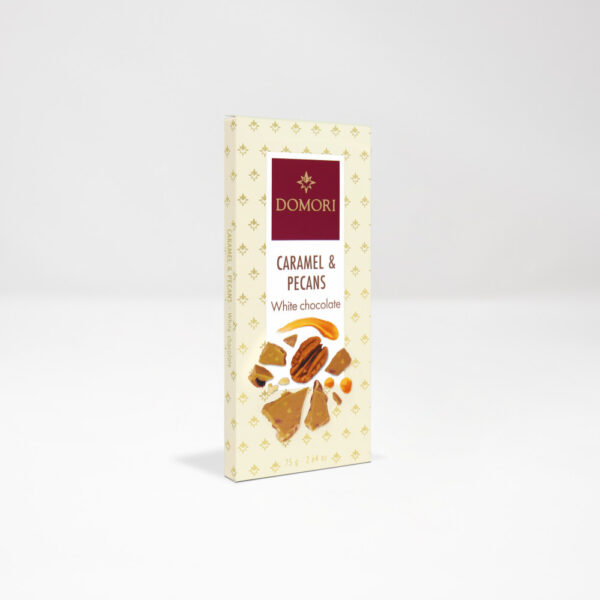 Domori - Tavoletta Cioccolato Bianco, Caramello e Noci Pecan - 75g